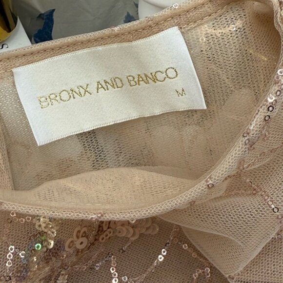 🆕 BRONX & BANCO 🧿 NWOT Violet Mini Dress, Gold & Champagne Sequin - Sz M US 6 - Picture 14 of 15